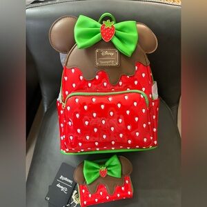 LF Minnie Mouse Chocolate Dipped Strawberry Ears Scented Backpack & wallet